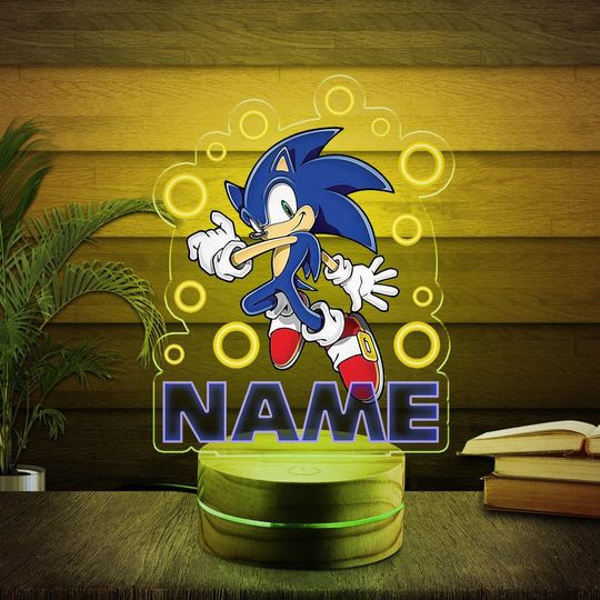 Discover Personalized Sonic Hedgehog LED Night Light, LED Lamp, Personalized Gift, Color LED Night Light Lamp, Table Lamp, Engrave, Sonic