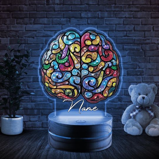Personalized Brain Night Light, Neurologist Lamp Desk Bedroom Decor, Psychology Student Graduation Gift, Neurosurgeon Gifts