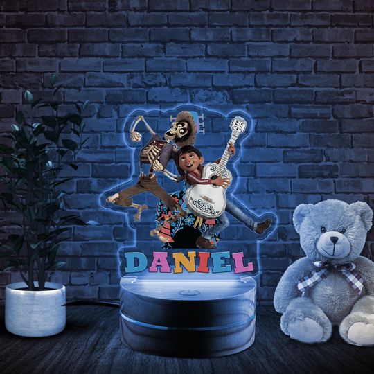 Disney Coco Movie Acrylic Night Light, Custom Name Coco Lamp Bedroom Decor, Personalized Coco Birthday Gift, Coco Led Light