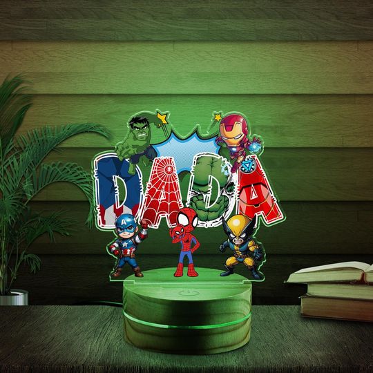 Personalised LED Superhero Lamp, Kids Night Light Gift,Kids Hero Light,Baby Boy Light,Birthday Gift for Kid,Kid Bedroom Nursery Light