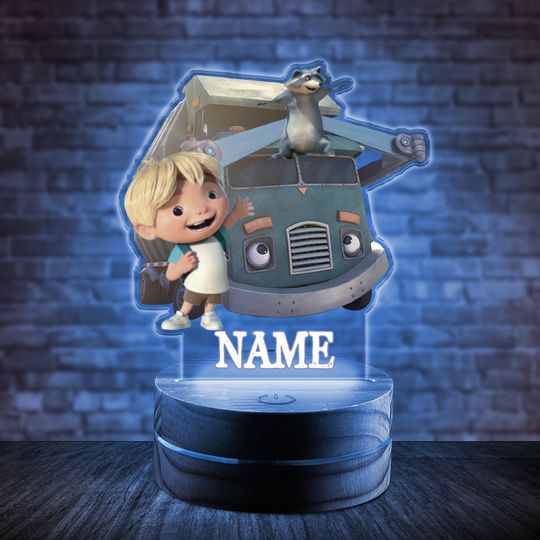 Personalized Trash Truck Night Light,Kids Bedroom Night Light Decor,Night lamp for Kids,Kids Birthday Gift,Birthday Boy Gift, Cartoon