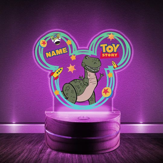 Customizable Disney Toy Story Night Light With Name,Buzz Lightyear,Jessie,Slinky Dog, Rex, Forky, Perfect Disney Family Gift for Kids