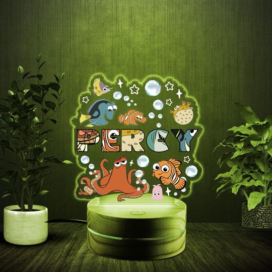 Personalized Name Finding Nemo Pattern Acrylic Night Light, Customizable Gift Ideas For Baby Nursery, Diney Custom Name Birthday Gift