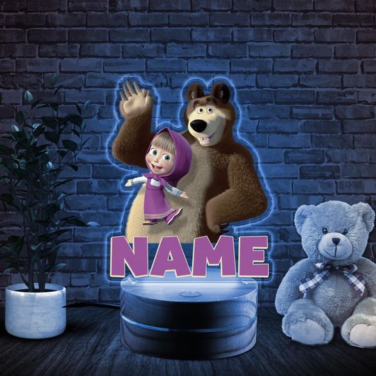 Masha And Bear Night Light, LED Lamp, Personalized Gift, Color LED Night Light Lamp, Birthday Gifts
