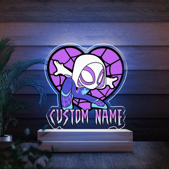 Personalized Spidey And His Amazing Friends Lamp, Custom Spidey Kids 3D Led Night Light, Ghost Spider Mile Morales Spiderman Birthday