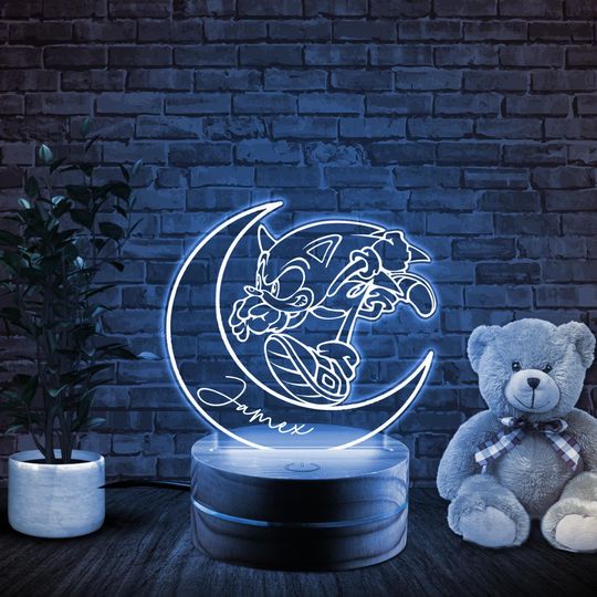 Sonic Shadow Hedgehog Personalized Night Light, LED Lamp, Birthday Gift, Color LED Night Light Lamp, Table Lamp, Engrave, Sonic