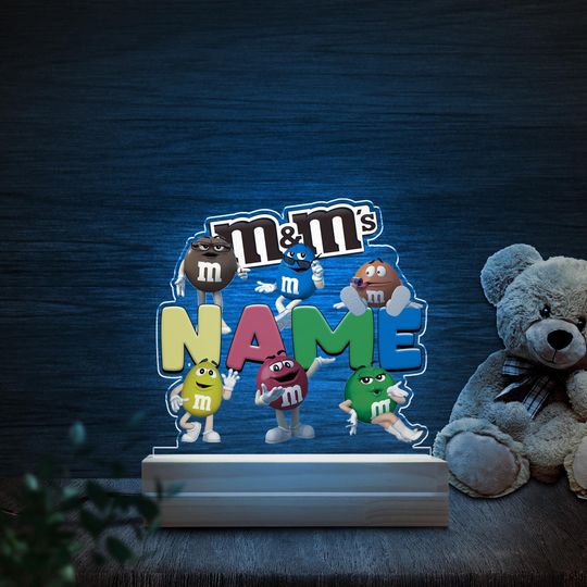 Custom Name M and M Light Night, Gift for Room Decor, Candy Baby Name Night Light, Bedroom Nursery Decor,1st birthdaty Kids Gift