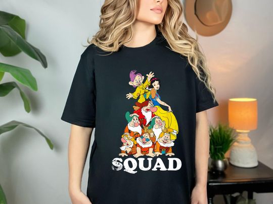 Discover Princess Snow White And Seven Dwarves Shirt, Disney Squad Pile T-shirt, Disneyland Trip Outfit, Birthday Gift For Girls, Magic Kingdom