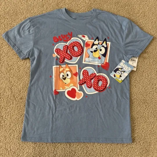Kids Teen BlueyDad XOXO Valentine’s Day T-shirt blue 18 XXL