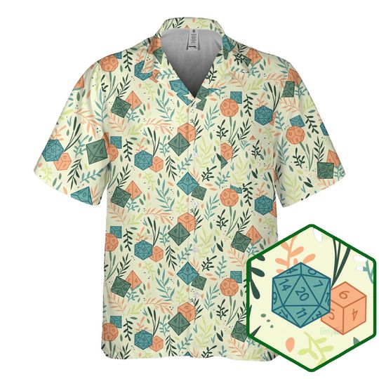 Dice Plants Pattern 3D DnD Hawaiian Shirt Mens Button Down Short Sleeve Shirt, Hawaiian Shirt for Men & Women, S-5XL HVNBJTS5