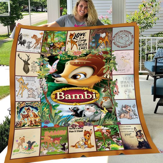 Bambi Reindeer Blanket, Bambi Movie Fleece Blanket, Disneyland Throw Blanket for Bed Couch