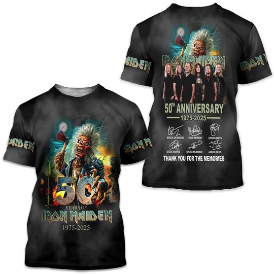 Iron Maiden Inspired World Tour 2025 Date - 50th Anniversary Licensed Shirt Gift