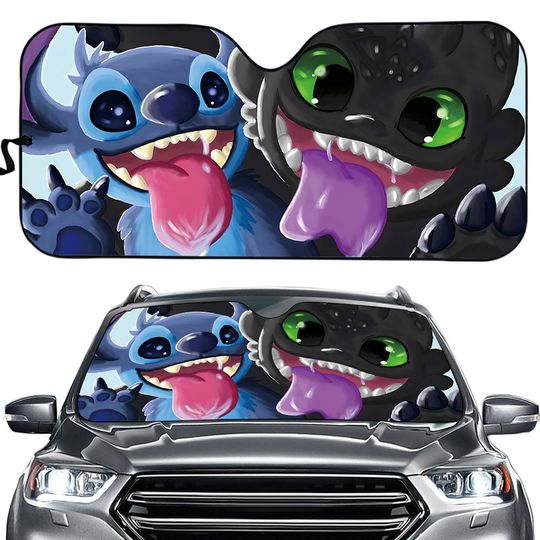 Stitch And Toothless Car Auto Sun Shades, Car Accessories