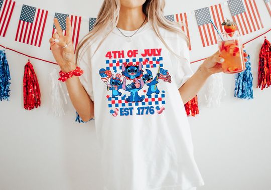Stitch 4th Of July Shirt, Disney Fourth Of July Sweatshirt, Disney Patriotic Tee, Memorial Day Shirt, Stitch Independence Day Shirt