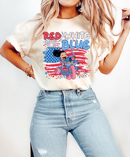 Stitch Red White Blue  4th of July Shirt, Disney Independence Day 2025 Shirt, Funny 4th of July Shirt Stitch Shirt, 4th Of July Patriotic