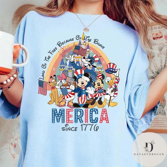 Rainbow Mickey & friends 4th of July 2025 Shirt, Freedom Shirt, Patriotic Tee, Independence Day Shirt, WDW Disneyland family trip tee