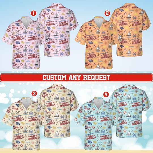 Gulf Of America Hawaiian Shirt For Men Women, US Flag Gulf Coast Button Up Shirt, American Beach Aloha Shirt, Patriotic Gift, Democrat Shirt