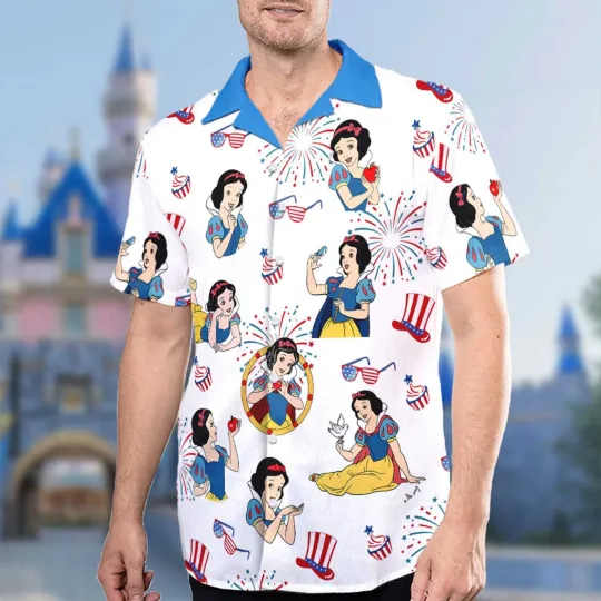 Snow White Happy Fourth Of July Coquette Gift For Patriotic Hawaiian Shirt