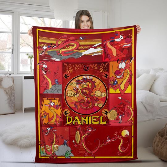 Disneyland Mushu Fleece Blanket, Dragon Mushu Blanket, Disney Princess Fleece  Blankets For Bed Couch Sofa, Disneyland Princess Blanket