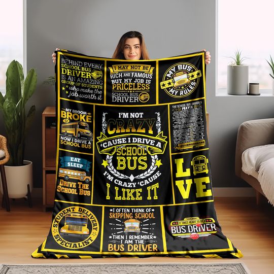 Bus Driver Appreciation Blanket/Bus Driver Gifts/School Bus Driver Gifts For Dad/Thank You For School Bus Driver BackToSchool Blanket
