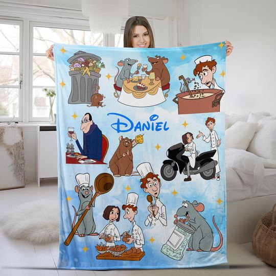Personalized Disney Pixar Ratatouille Blanket, Remy Ratatouille Blanket, Custom Name Baby Boy Girl Blanket, Little Chef Remy Gifts
