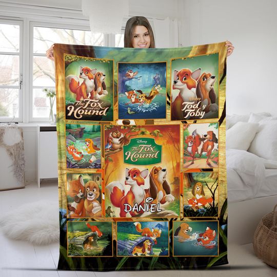 Custom The Fox And The Hound Blanket, Disney Tod & Copper Kid Name Blanket, Disney Animal Magic Kingdom, Disney Animal Blanket