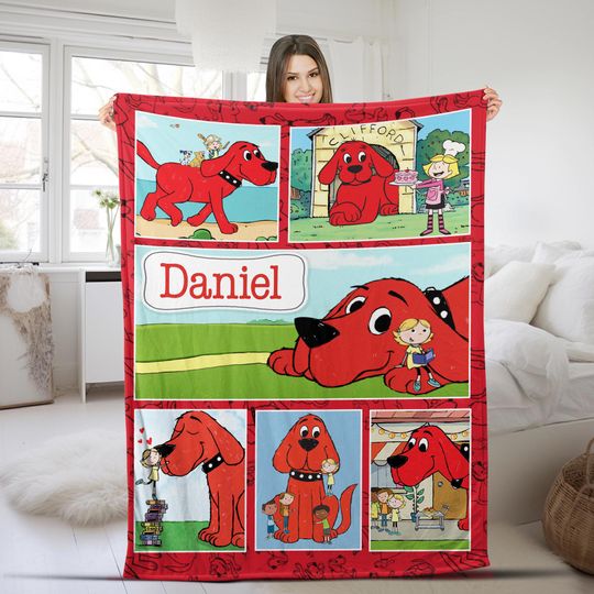 Discover Custom Clifford the Big Red Dog Blanket, Clifford Blanket, Clifford the Big Red Dog Birthday Gifts, Christmas Gifts