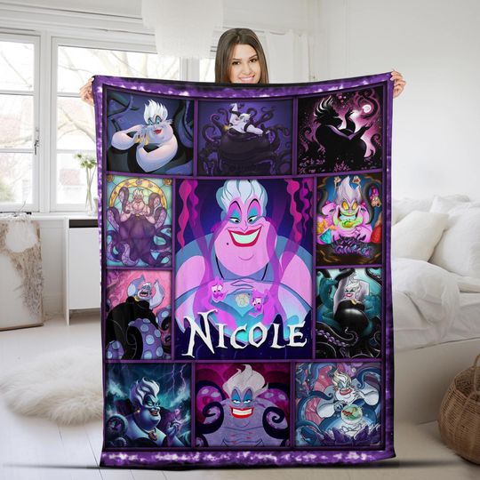 Custom Name Disney Ursula Blanket/Villains Disneyland Fleece Blanket/Villains Character Blanket/Custom Name Blanket/Halloween Blanket