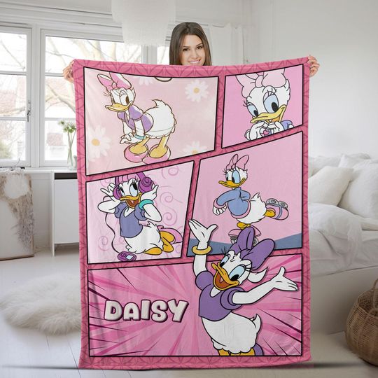 Personalized Disneyland Duck Daisy Blanket/Custom Cute Daisy Blanket/Daisy Funny Duck Blanket/Birthday Xmas Gift for Adult Kid Baby