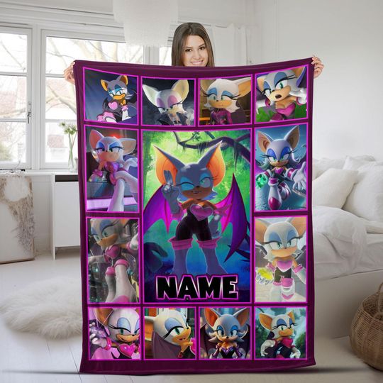 Custom Sonic The Hedgehog Blanket/Rouge the Bat Personalized Hedgehog Blanket/Custom Shadow Sonic Blanket/Sonic Birthday Blanket
