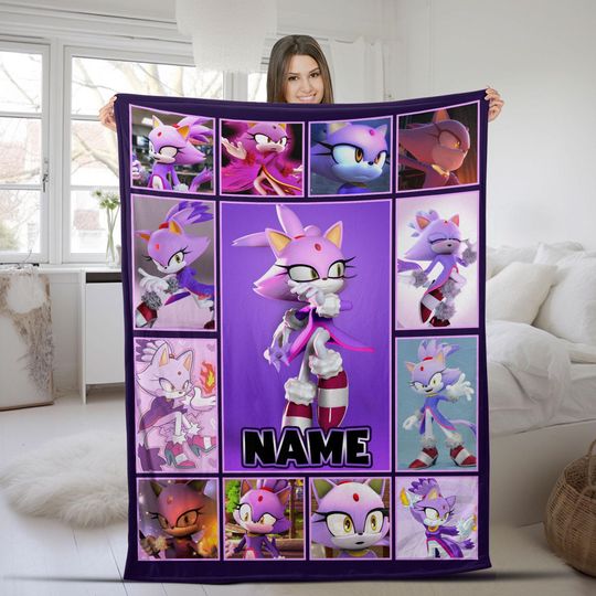 Custom Sonic The Hedgehog Blanket/Blaze the Cat Personalized Hedgehog Blanket/Custom Shadow Sonic Blanket/Sonic Birthday Blanket