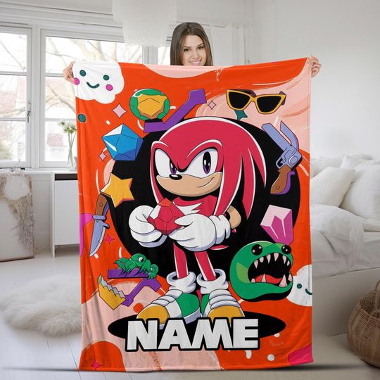 Custom Sonic The Hedgehog Blanket/Knuckles Personalized Hedgehog Blanket/Custom Shadow Sonic Blanket/Sonic Blanket/Birthday Blanket