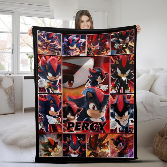 Custom Sonic The Hedgehog Blanket/Personalized Shadow Hedgehog Blanket/Custom Shadow Sonic Blanket/Sonic Blanket/Birthday Blanket