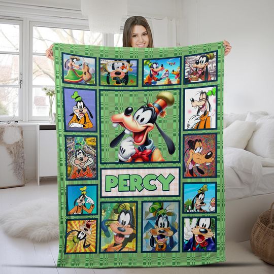 Personalized Goofy Dog Blanket, Goofy Dog Blanket, Mickey And Friends Custom Name Blanket, Magic Kingdom Birthday Gifts