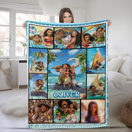 Moana Movie Blanket Moana Princess Fleece Blanket, Maui Moana Blanket, Maui Blanket Magic Kingdom Blanket Birthday