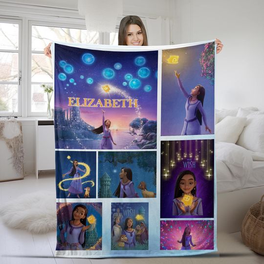 Disneyland Wish Fleece Blanket, Magical Kingdom Blanket Princess Disneyworld Blanket, Birthday Christmas