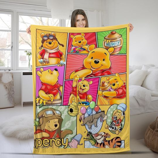 Custom Winnie The Pooh Blanket, Pooh Eeyore Tigger Blanket, Eeyore Fleece Blanket, Gift For Best Friend, Christmas Gift