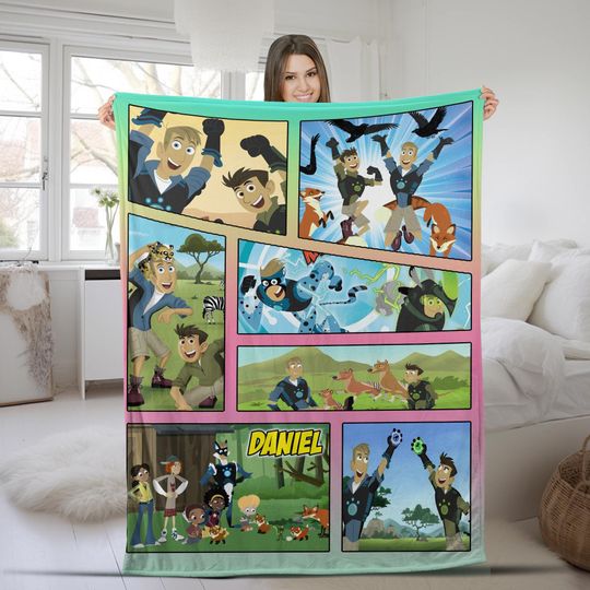 Personalized Wild Kratts Velvet Blanket/Custom Name Wild Kratts Blanket/Wild Kratts Cartoon Blanket/Christmas Gift/Birthday Gifts