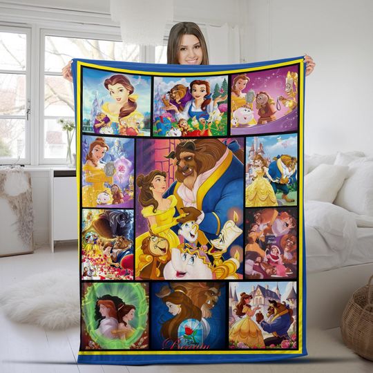 Beauty And The Beast Blanket, Frame Style Border, Baby Shower Gift
