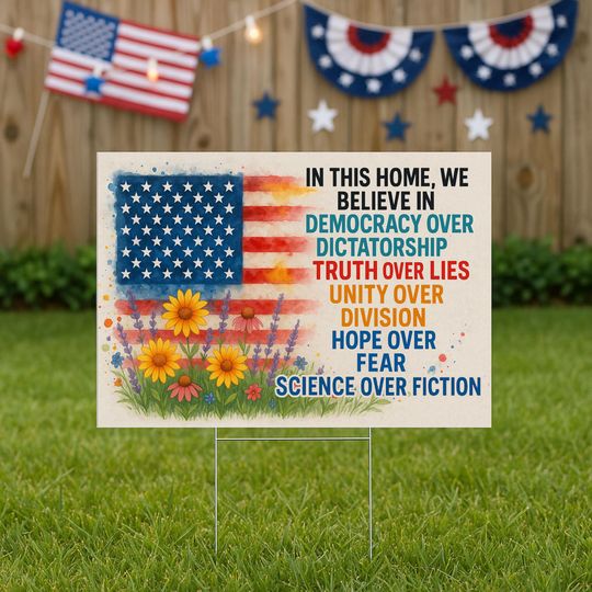 Patriotic Yard Sign - 4th of July Decor - Independence Day 2025 Lawn Sign - American Flag Garden Sign