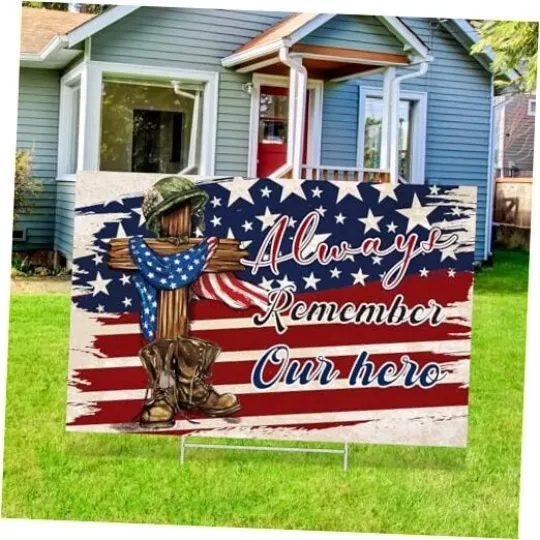 Memorial Day and 4th of July Yard Sign with Stakes