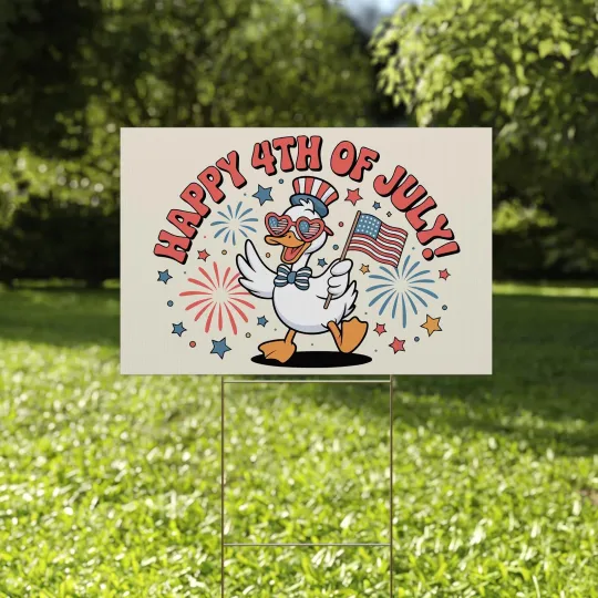 Red White Blue Goose Patriotic Happy 4th Of July Independence Day Yard Sign