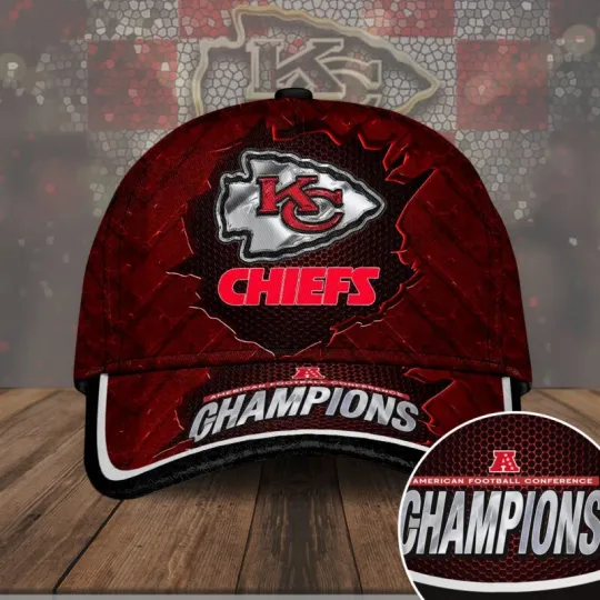 A.FC Ironclad Champions Cap - Kansas City Chiefs N.FL Division Winner Hat 2025