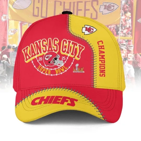 Chiefs Super Bowl LI.X Champions Cap - Kan.sas City N.F.L Victory Fan Gear 2025