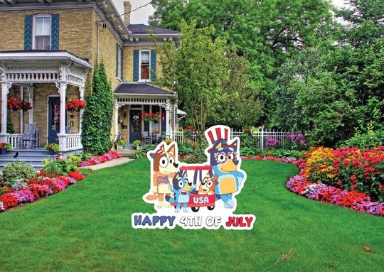 BlueyDad Bingo Chili Bandit Fourth of July Statue of Liberty Yard Sign Decoration