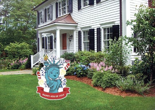 Patriotic Kid Lady Liberty fourth of July USA Independence Statue of Liberty Red White Blue Stars Decoration Party Yard Sign Cut out