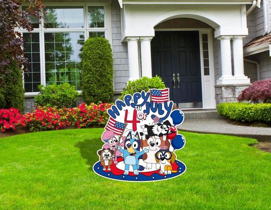 4th of July Cutouts and Yard Sign,  Independence Day Cutouts,  USA Party Decor, 4th of July Cutouts, Dog and Friends Parade Decor