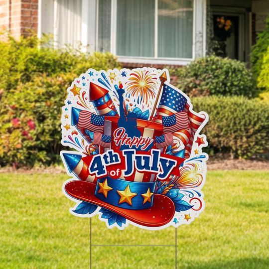 Patriotic Yard Sign Cut Out, 4th of July, Independence Day, Flag, Yard Art, Garden Decor