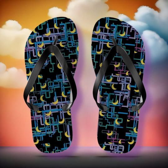 Dan Flashes Flip Flops ITYSL I Think You Should Leave Gift Tim Robinson Gift Funny Gift Complicated Pattern Summer Sandals Unisex Flip Flops