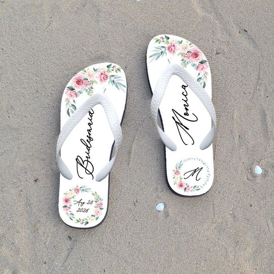 Bridesmaid flip flops, custom flip flop, personalized flip flops, bridesmaid flip flop, wedding flip flops FF-BW-001